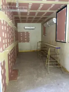 the new room under constructions with bare walls